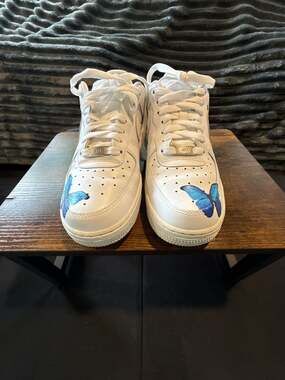 Nike Air Force 1 Low Custom Hand Painted Butterfly White Sneakers